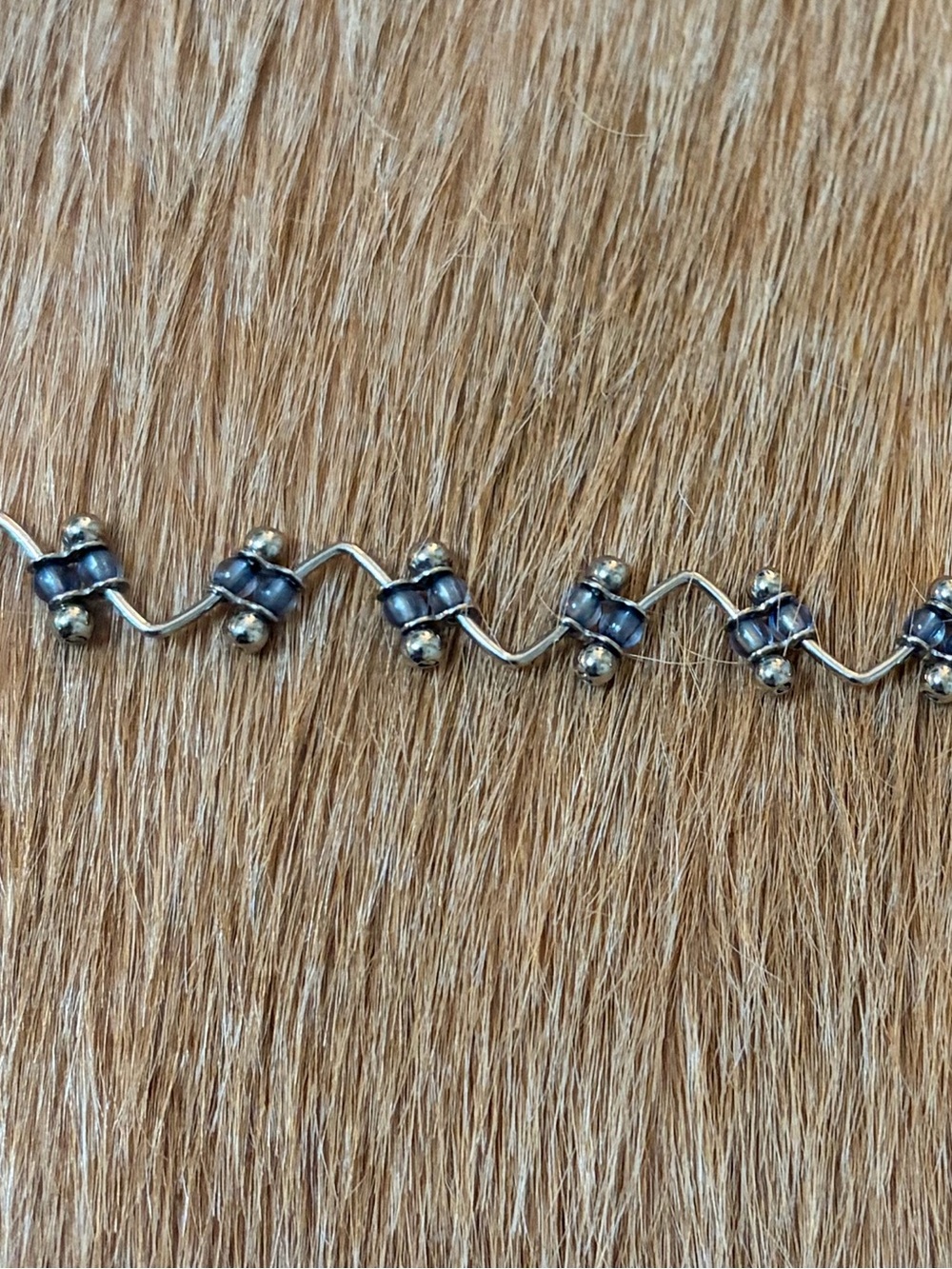 Silver Tone Blue Crystal Link Bracelet